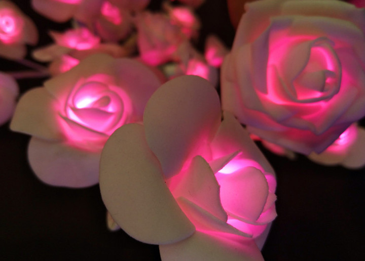 95cm pink led rose flower lights